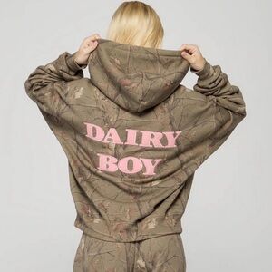 Dairy Boy NWT The Boyfriend Hoodie - Evergreen Camo/Pink